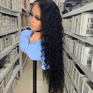 24inch wet and waves curls Brazilian Virgin Human wig with frontal lace 13*4